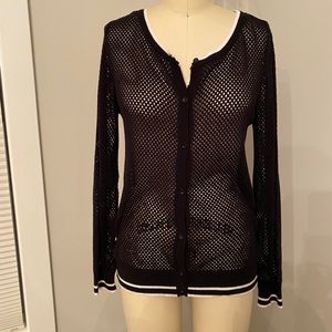 Knit net varsity cardigan